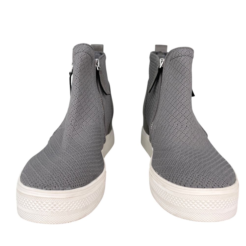 Steve Madden Loxley Wedge High Top Sneaker Gray Bootie 9